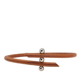 エルメス ルーレットヒル ブレスレット 2連 ブラウン シルバー レザー メタル レディース HERMES 【中古】